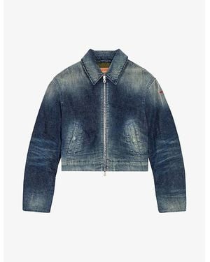 DIESEL De Nova Logo-Embroidered Padded Denim Jacket - Blue