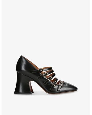 Chloé Janis 80 Block-Heel Leather Court Shoes - Black