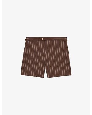 Reiss Presley Pinstripe Stretch-Woven Swim Shorts - Brown