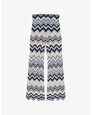 Maje Zig-Zag Crochet Knitted Trousers - Blue