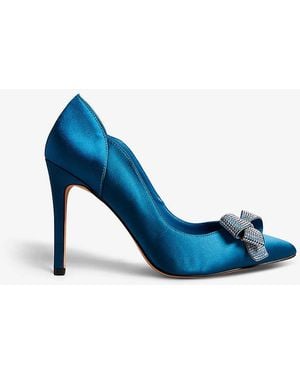 Ted Baker Orlilas Bow-embellished Satin Heeled Shoes - Blue