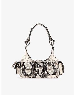 The Kooples Amelia Snake-Print Leather Shoulder Bag - White