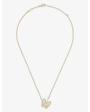 Van Cleef & Arpels Two Butterfly 18Ct- And Diamond Pendant Necklace - Natural