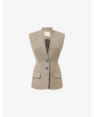 Camilla & Marc Halden Padded-Shoulder Woven Vest - Natural