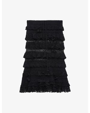 Loewe X Paula's Ibiza Ruffled Crochet Cotton Midi Skirt - Black