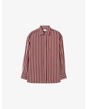 Claudie Pierlot Striped Relaxed-Fit Woven Shirt - Red