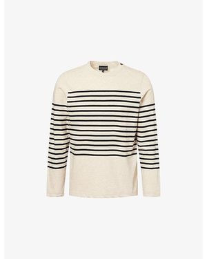 Emporio Armani Sailor-Stripe Cotton And Linen-Blend Top - Multicolour