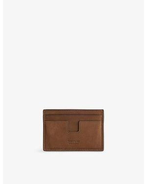 Tom Ford T-Line Classic Leather Card Holder - Brown