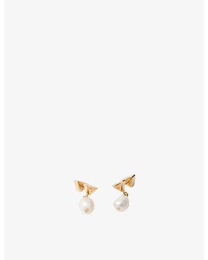 Prada Pearl-Plated Metal Earrings - Metallic