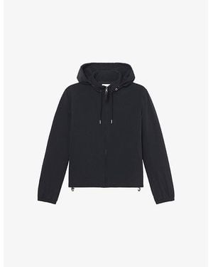 Sandro Hooded Zip-Up Stretch-Woven Jacket - Blue