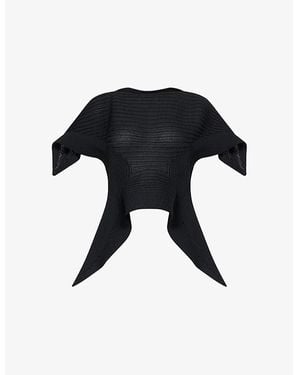 Issey Miyake Subdued Asymmetric Knitted Top - Black
