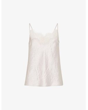Whistles Lace-Trim Regular-Fit Satin Cami - White