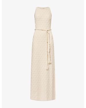 Devon Windsor Nova Cut-Out Knitted Maxi Dress - Natural