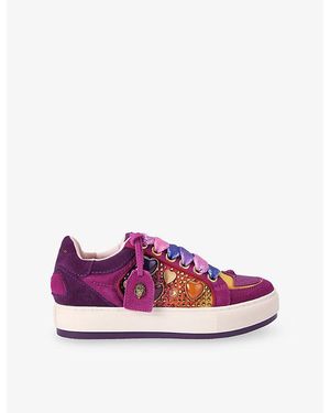 Kurt Geiger Southbank Tag Suede Trainers - Purple