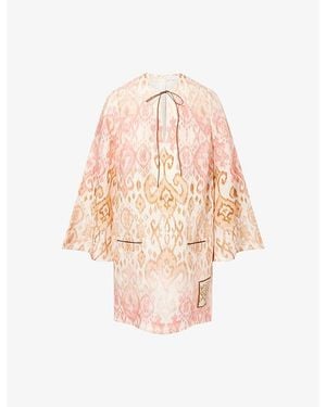 Zimmermann Aster Shift Linen Mini Dress - Pink