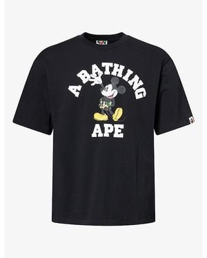 A Bathing Ape Bape X Disney Mickey Graphic Cotton-Jersey T-Shirt - Black