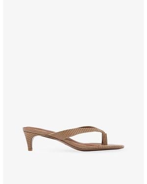 Reiss Mia Leather Heeled Sandals - Natural