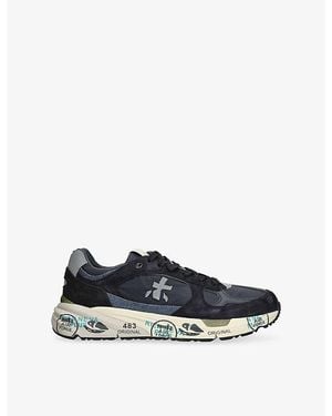 Premiata Mase Suede And Woven Trainers - Blue