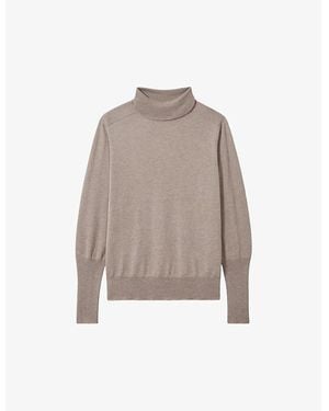 Reiss Wren Roll-Neck Knitted Jumper - Brown