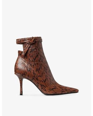 Jimmy Choo Camie 85 Snake-Print Leather Heeled Ankle Boots - Brown