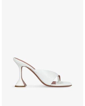 AMINA MUADDI Shiona 95 Leather Heeled Mules - White