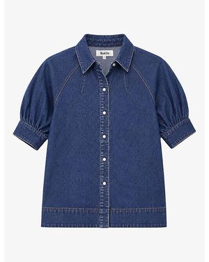 Ro&zo Puffed-Sleeve Denim Shirt - Blue