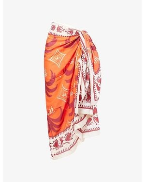 Johanna Ortiz Dance Of Pareo Printed Cotton-Poplin Cover-Up - Red