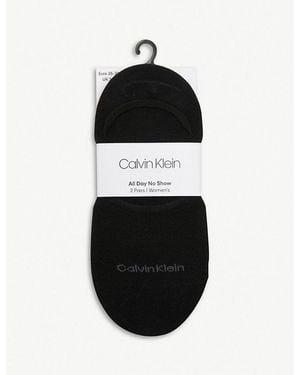 Calvin Klein No-Show Cotton-Blend Socks Pack Of Two - Black