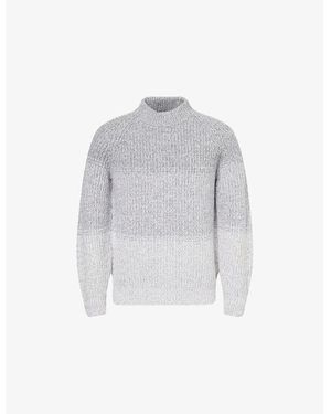 Eleventy Melange Lt Mock-Neck Long-Sleeve Wool Knitted Jumper - Grey