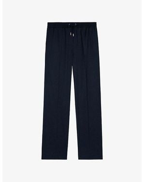 The Kooples Elasticated-Waist Straight-Leg Wool Pants - Blue