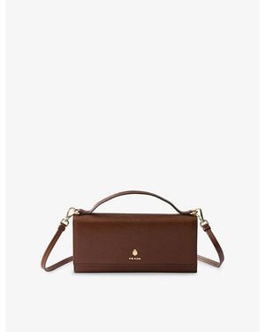 Prada Brand-Plaque Leather Wallet With Shoulder Strap - Brown