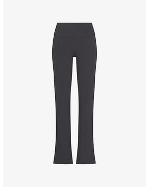 Skims Foldover Cotton-Jersey Trousers - Blue