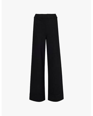 ME+EM Travel High-Rise Wide-Leg Stretch-Jersey Trousers - Black