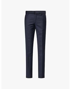 The Kooples Belted Mid-Rise Slim-Fit Wool Pants - Blue