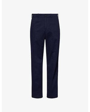 dunhill Tailored Straight-Leg Cotton Blend Chino Trousers - Blue