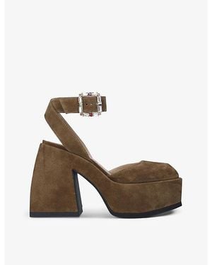 NODALETO Bulla Sofia Suede Platform Sandals - Brown