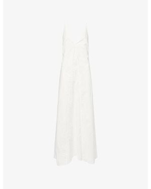 SIR. Klara Floral-Embroidered Cotton Maxi Dress - White
