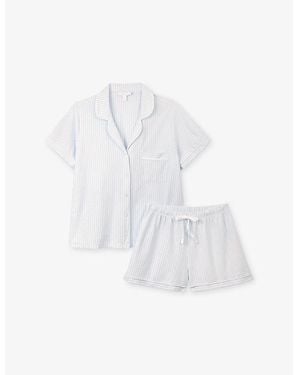 The White Company Striped Short-Sleeved Cotton Pyjamas - White