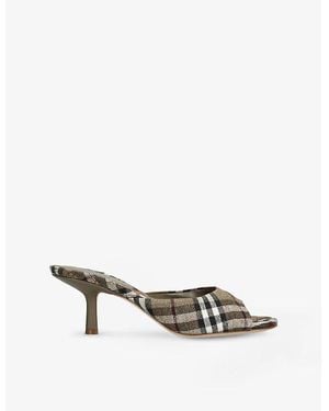 Burberry Check Mews Linen-Blend High-Heel Mules​ - Metallic