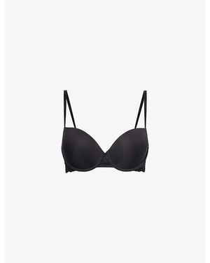 Calvin Klein Attraction Lace-Trim Stretch-Woven Balconette Bra - Black