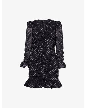 ROTATE BIRGER CHRISTENSEN Floral-Print Ruched Woven Mini Dress - Blue