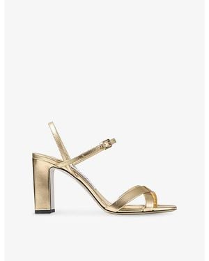 Jimmy Choo Elsy 85 Metallic Leather Sandals