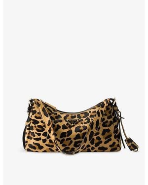 Prada Aimèe Medium Printed Leather Shoulder Bag - Brown