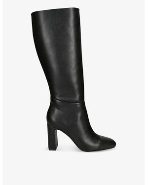 Steve Madden Speedway Block-Heel Leather Knee-High Boots - Black