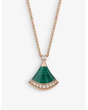 BVLGARI Divas' Dream 18Ct Rose- 0.13Ct Brilliant-Cut Diamond And Malachite Pendant Necklace - White