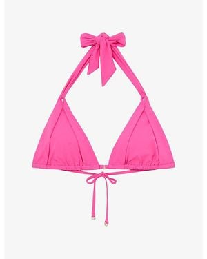 Reiss Matilda Triangle-Cup Stretch-Woven Bikini Top - Pink