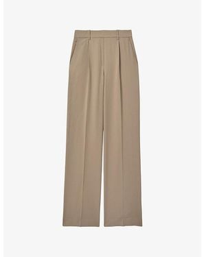 Reiss Eden Elasticated-Waist Wide-Leg Twill Pants - Natural