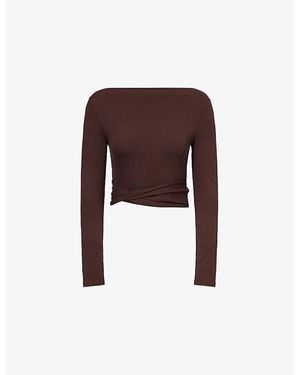 Dissh Hadley Twist Stretch-Woven Top - Brown