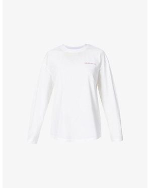 Sweaty Betty Logo-Print Long-Sleeved Cotton T-Shirt - White