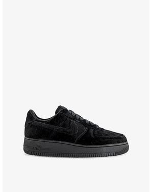 Nike Air Force 1 Calf-Hair Leather Low-Top Trainers - Black